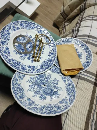 Frutero Porcelana Inglés Azul y Blanco