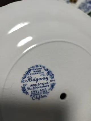 Frutero Porcelana Inglés Azul y Blanco