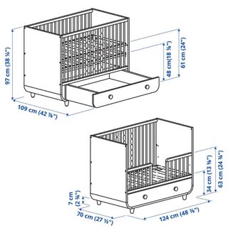 Cuna Bebé Ikea Myllra Blanca con Cajón