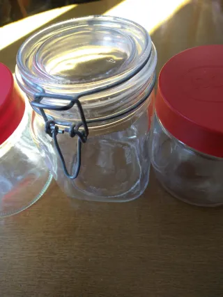 Lote 3 Botes Cristal Tapa Roja