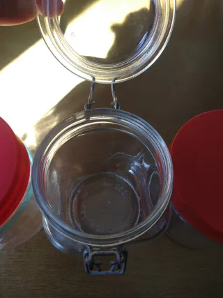 Lote 3 Botes Cristal Tapa Roja