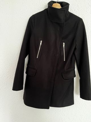 Abrigo paño Bershka negro