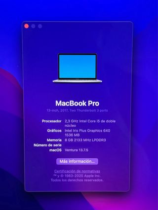 MacBook Pro 13-inch, 2017, Two Thunderbolt 3 ports