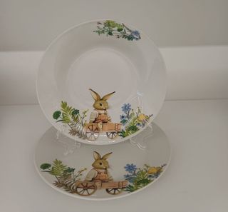Set 12 Piatti Porcellana Pasquali Coniglietto