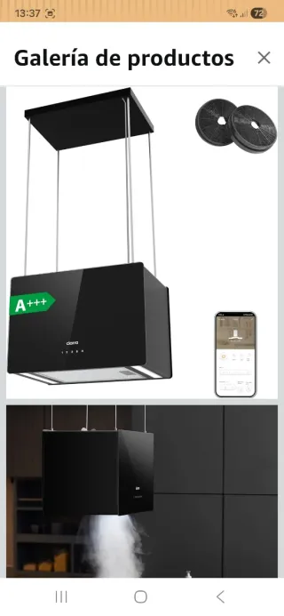 Campana Isla LED Negra