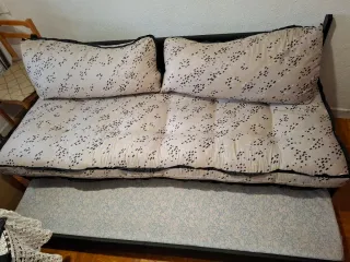 Sofá Cama Beige y Negro