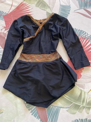 Maillot Patinaje/Gimnasia Artística Negro y Dorado