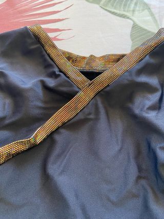 Maillot Patinaje/Gimnasia Artística Negro y Dorado