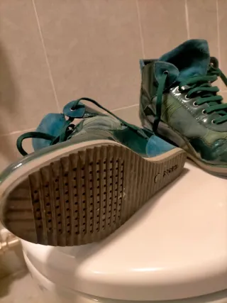 Botines Geox cuña verde/petróleo