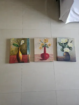 Set 3 lienzos con jarrones