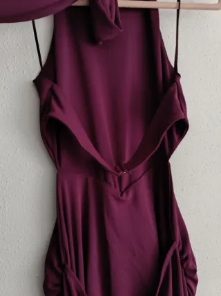 Vestido largo halter fruncido morado Zara
