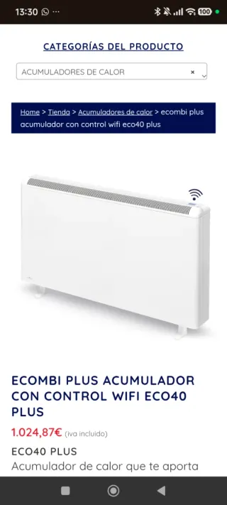 Acumulador Calor Elnur Gabarron Eco 40 Plus