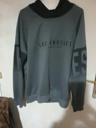 Sudadera gris capucha T L
