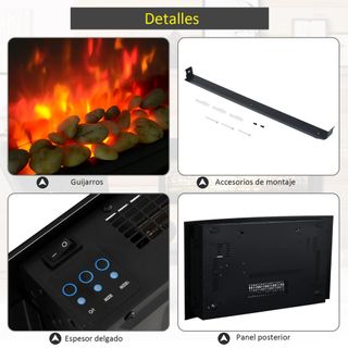 Chimenea Eléctrica de Pared 900/1800W Decorativa