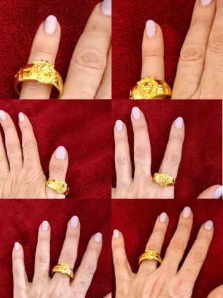 Anillo León Dorado con Diamantes bisutería