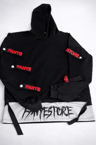 Sudadera Techwear Fanyestore Negra con Capucha