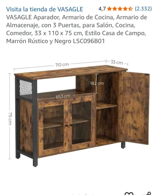 Aparador Cocina Madera y Metal