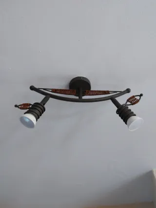 Lámpara de techo aplique metal madera