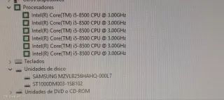 Procesador Intel Core i5-8500 6 núcleos 3.0MHz