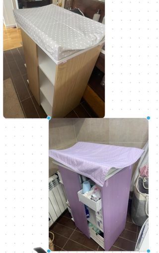 Cambiador de madera y blanco