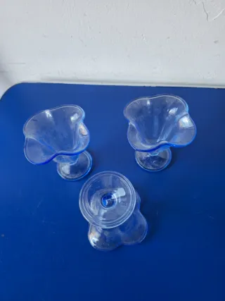 3 Coppe Dessert Vetro Blu