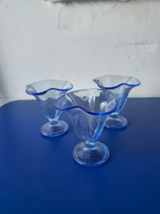 3 Coppe Dessert Vetro Blu
