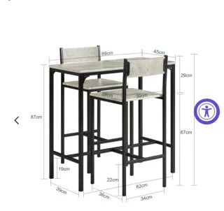 Mesa alta y 2 sillas a juego