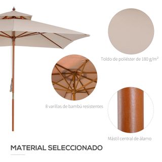 Sombrilla de Jardín 3x3x3 m con Doble Techo Beige