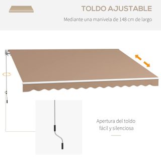 Toldo para Balcón 350x250 cm con Manivela de Metal