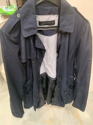 Gabardina corta Zara azul mujer