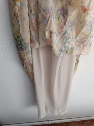 Vestido largo floral satinado Zara XL