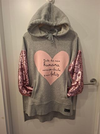 Sudadera Anabel Lee gris con lentejuelas