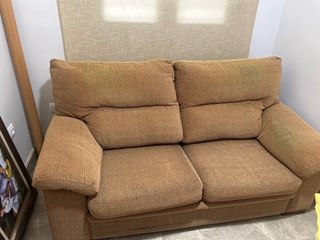 Sofá 2 plazas marrón tela