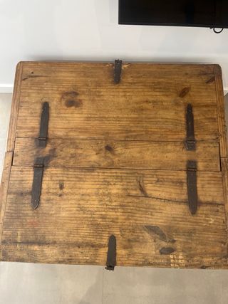Baúl Rústico Mesa Centro Madera y Metal