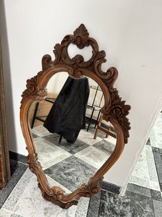 Espejo antiguo madera tallada