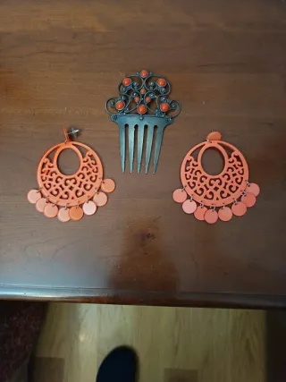 Traje Flamenca Verde Lunares Naranja