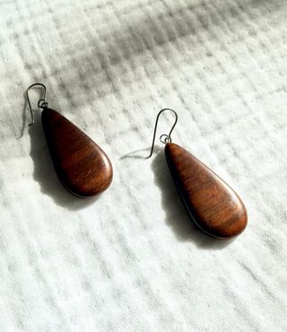 Pendientes madera vintage color chocolate