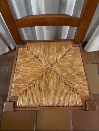 10 Sillas Madera Maciza Asiento Ratán