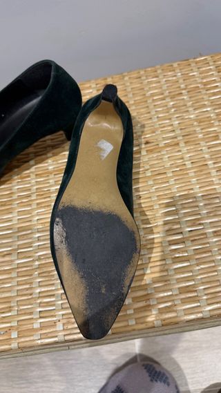 Zapatos Gargui tacón terciopelo verde