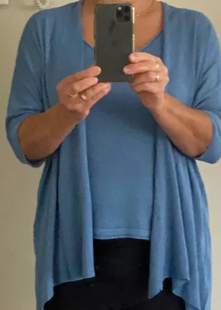 Conjunto Top y Chaqueta Punto Fino Azul