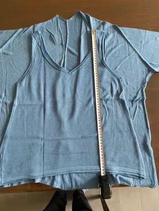 Conjunto Top y Chaqueta Punto Fino Azul