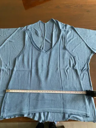 Conjunto Top y Chaqueta Punto Fino Azul