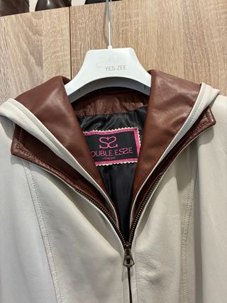 Spolverino in pelle Double S2 beige/marrone