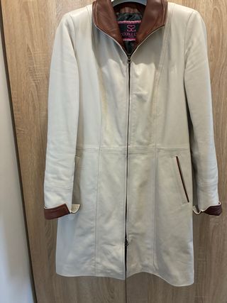 Spolverino in pelle Double S2 beige/marrone