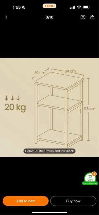 Mesa auxiliar de madera y metal