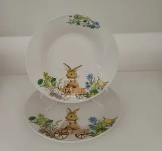 Set 12 piatti porcellana con coniglietti