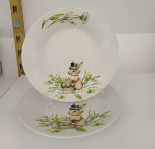 Set 12 piatti porcellana con coniglietti