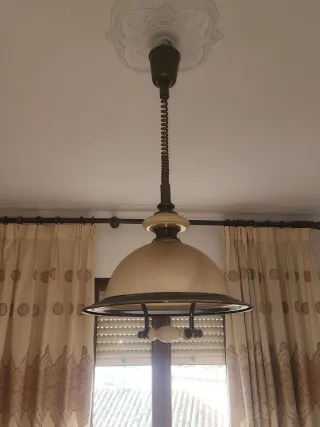 Lámpara techo extensible retro beige/dorado