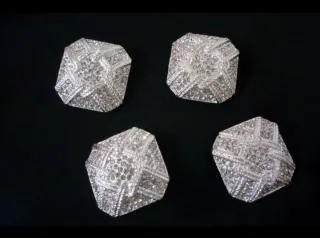 4 Bottoni Strass Effetto Diamante