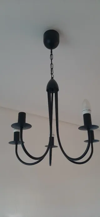 Lámpara araña techo metal negra